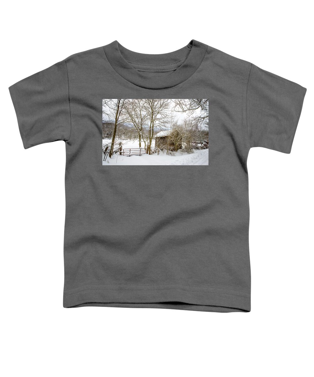 Landscape Toddler T-Shirt featuring the photograph Old Post Office in Snow by Joe Shrader