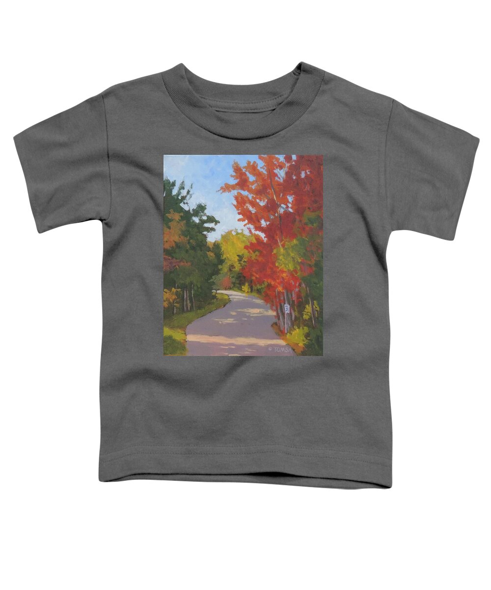 Colors Toddler T-Shirt featuring the painting Old Scoolhouse Road Fall - Art by Bill Tomsa by Bill Tomsa