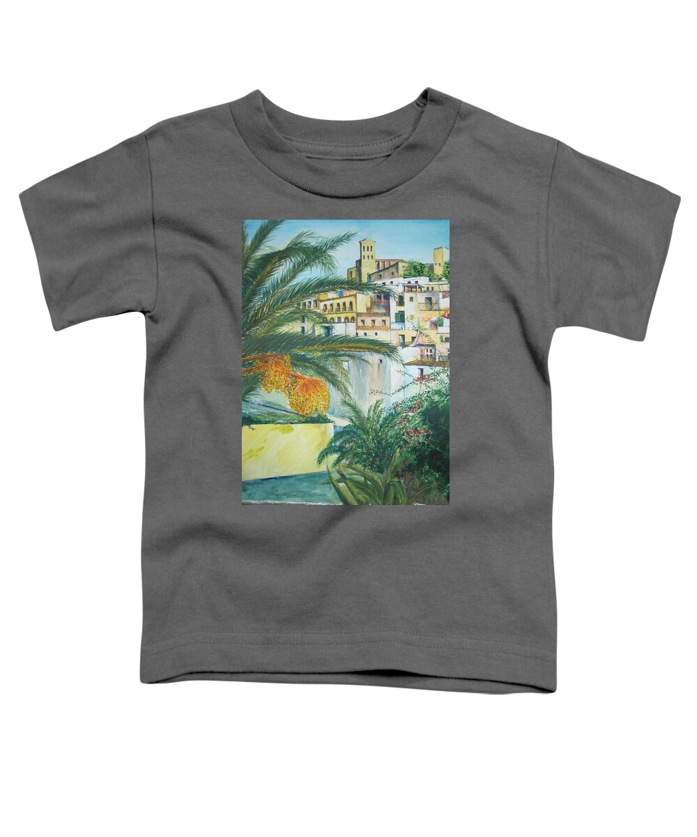Ibiza Old Town Toddler T-Shirt featuring the painting Old Town Ibiza by Lizzy Forrester