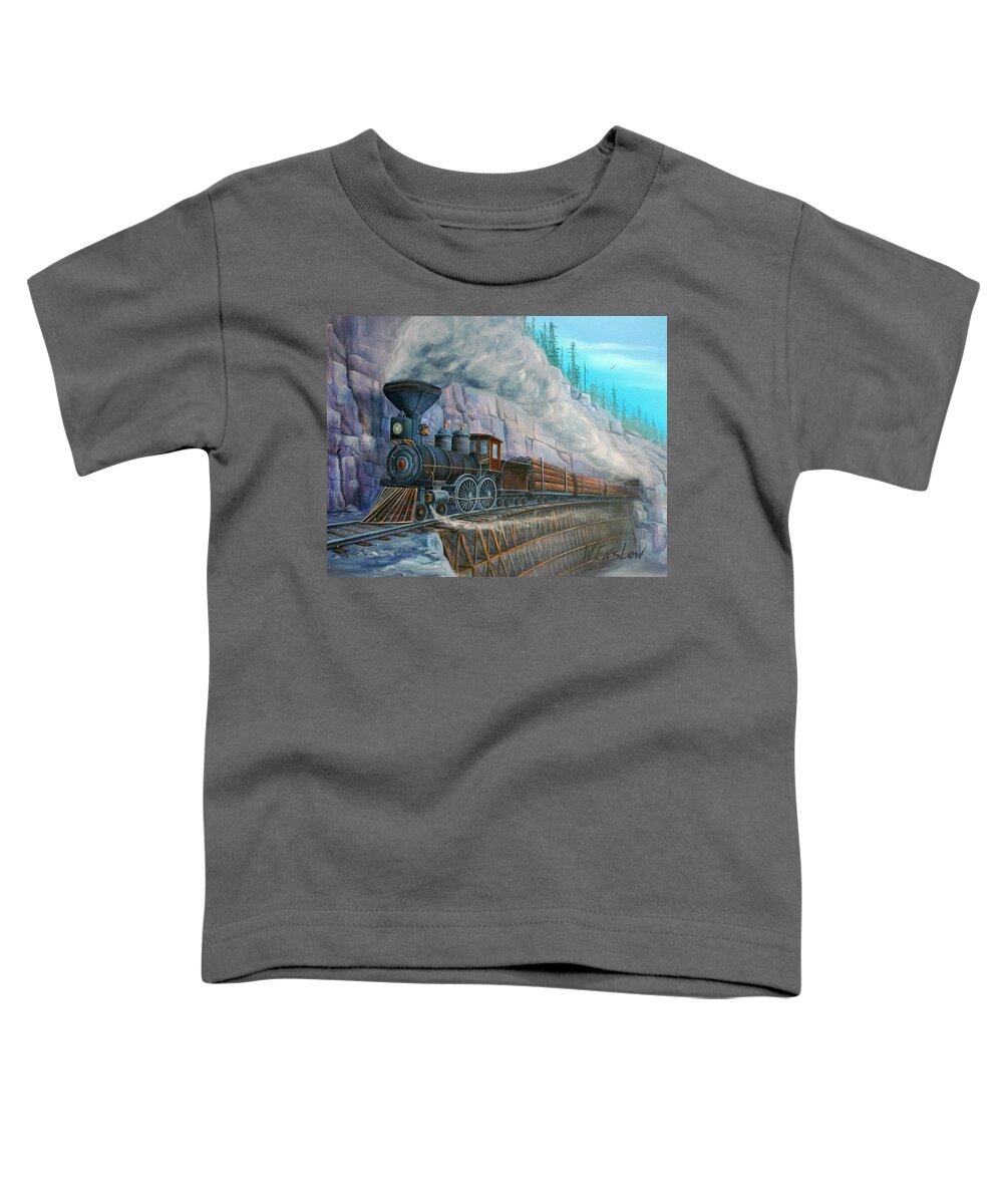 Train Toddler T-Shirt featuring the painting Ole Steam Engine #9 by Wayne Enslow