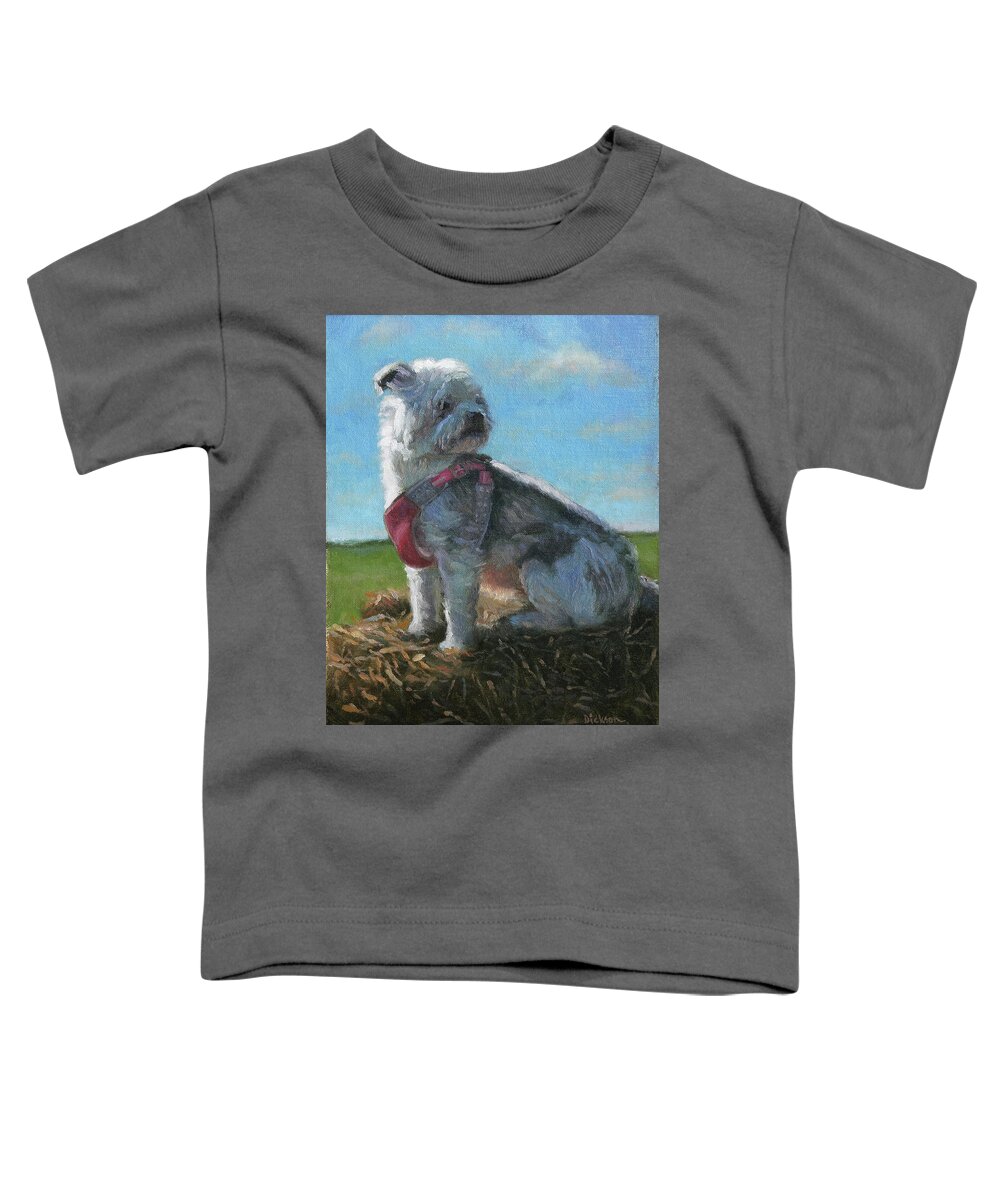 Pet Portrait Toddler T-Shirt featuring the painting Olive by Jeff Dickson