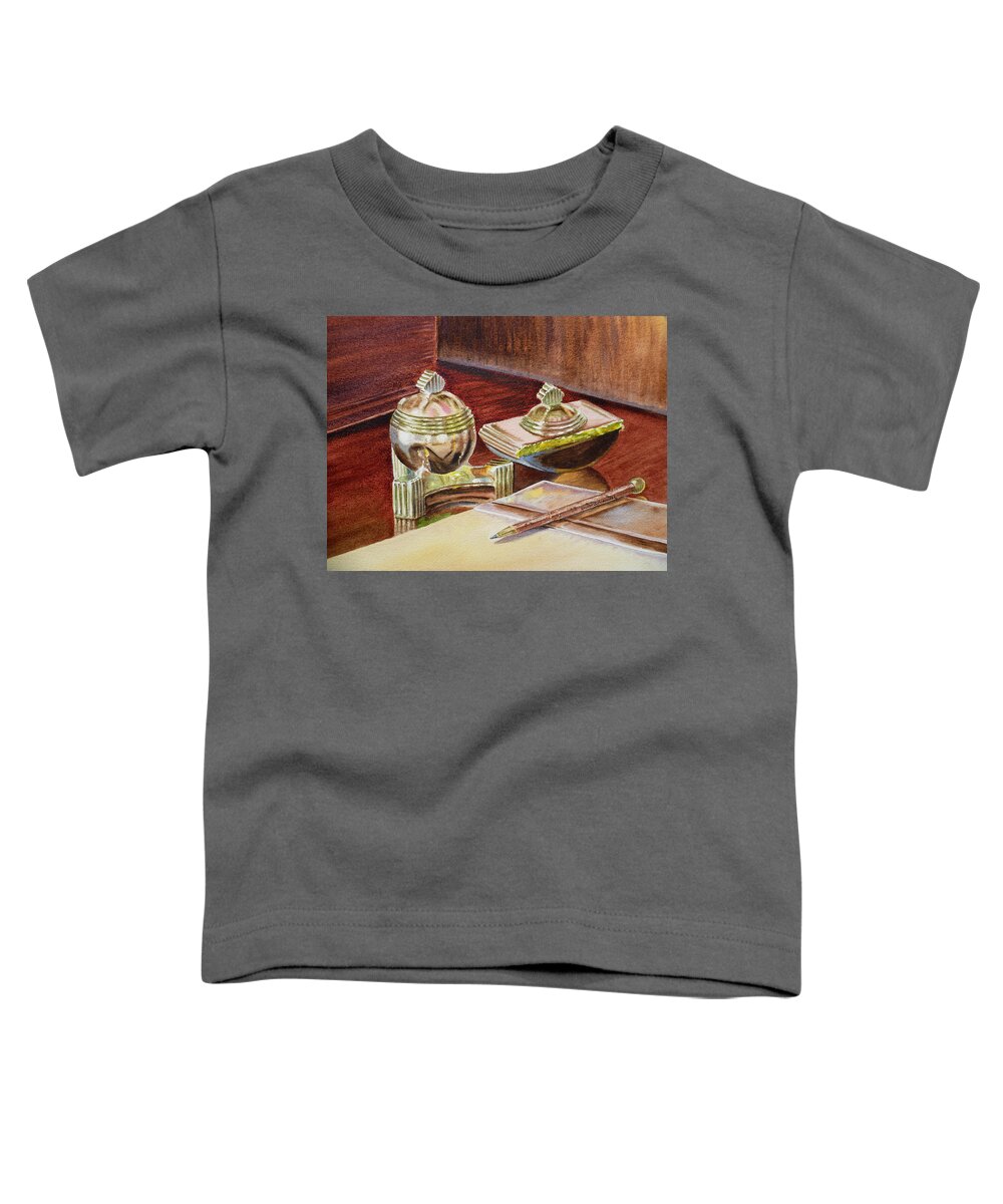 Tao Toddler T-Shirt featuring the painting On A Desk at Eugene O Neill Tao House by Irina Sztukowski