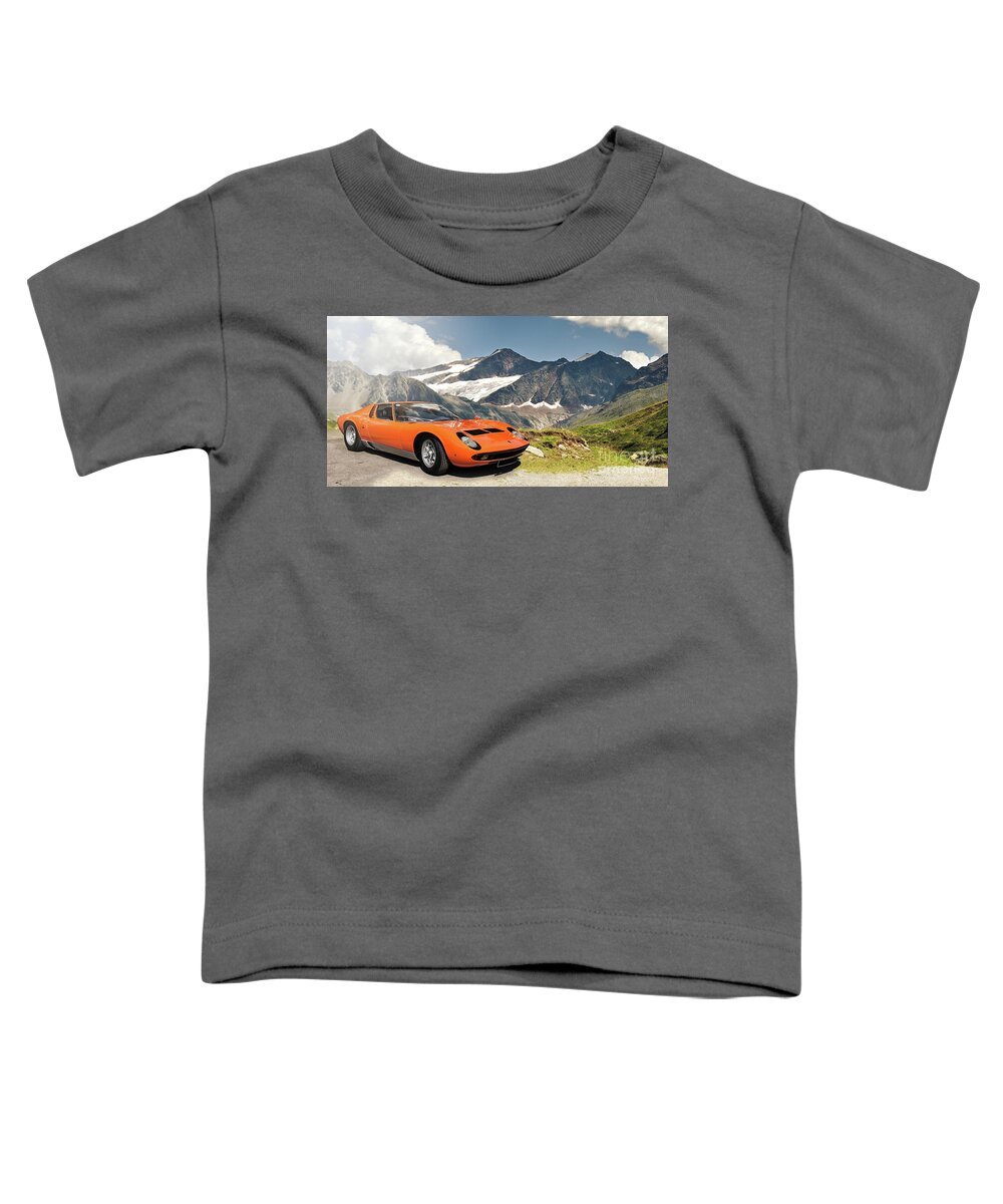 Lamborghini Toddler T-Shirt featuring the photograph On days like these when skies are blue and fields are green by Roger Lighterness