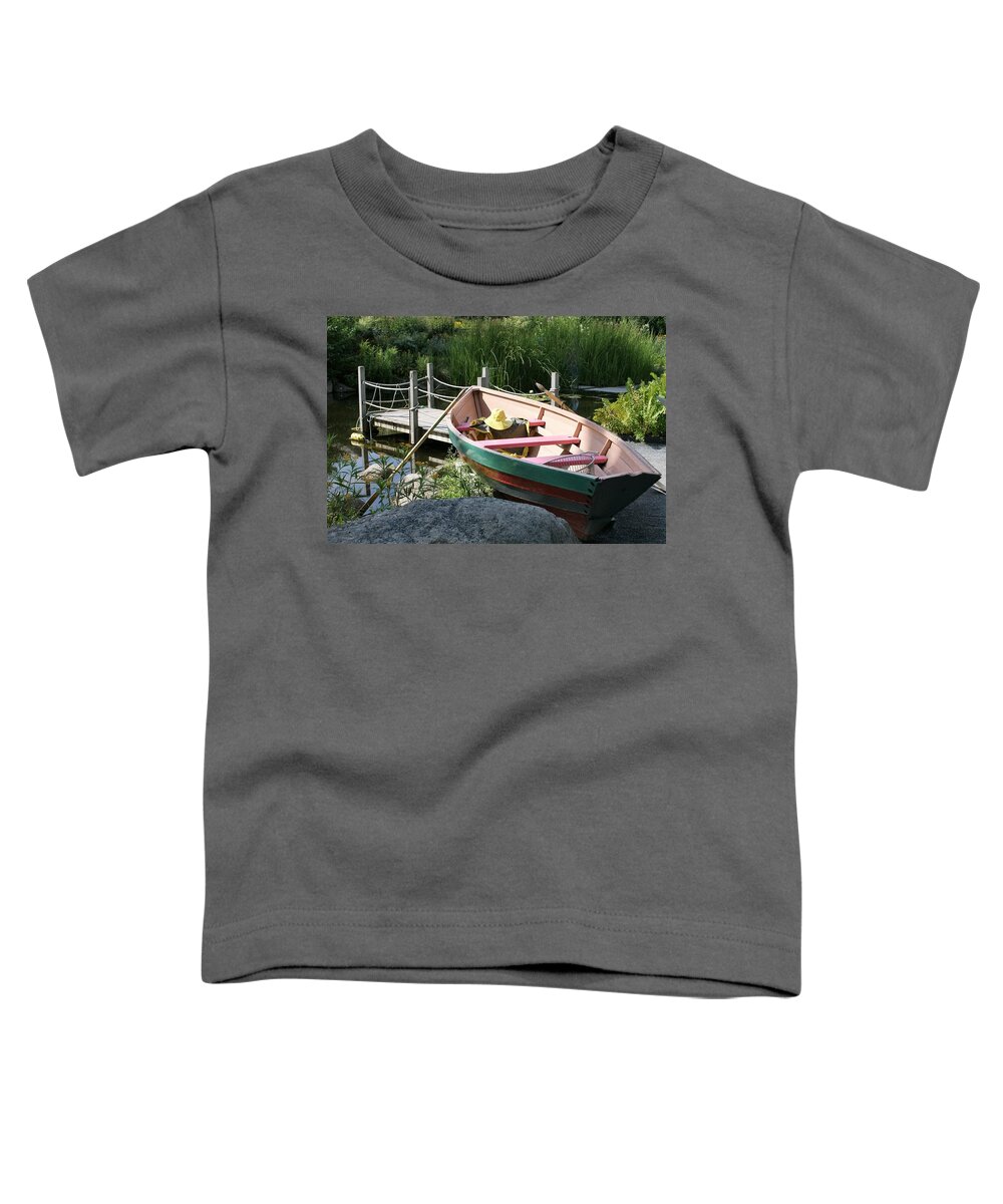 Rowboat Toddler T-Shirt featuring the photograph On the dock by Lois Lepisto