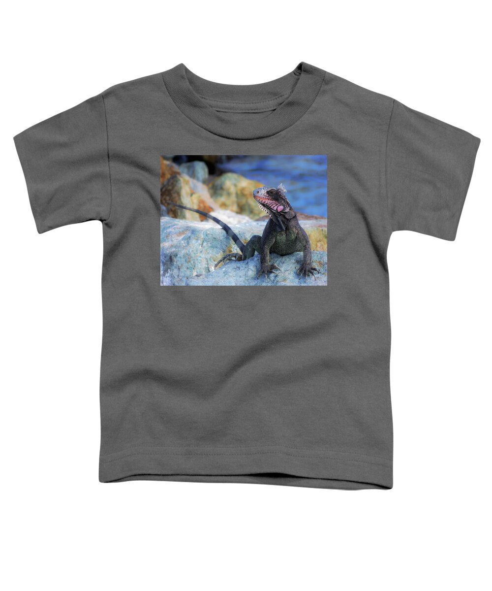 Iguana Toddler T-Shirt featuring the photograph ON the PROWL by Karen Wiles