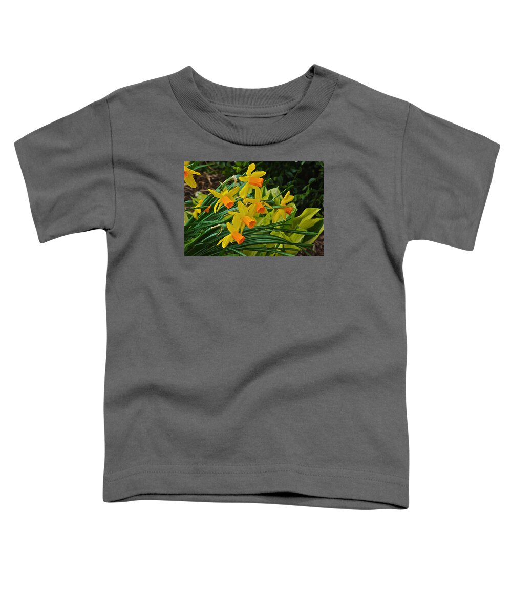 Narcissus Toddler T-Shirt featuring the photograph Orange Cup Narcissus by Janis Senungetuk