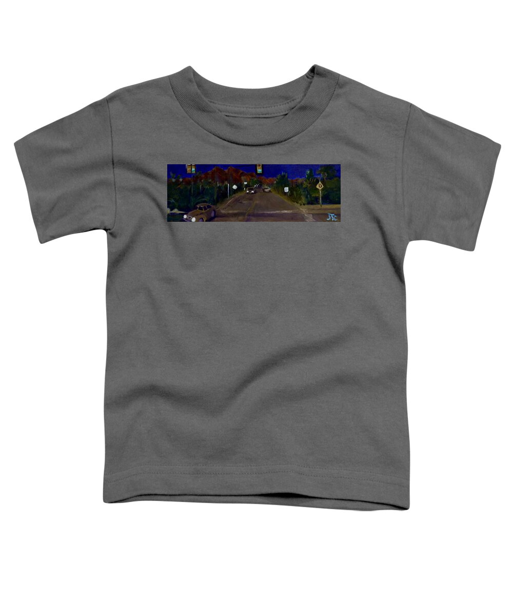 Street Scenes Toddler T-Shirt featuring the painting Orange Grove and La Canada by Julie Todd-Cundiff