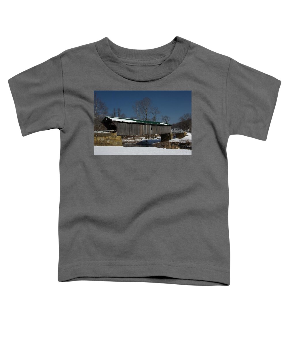 Historic Toddler T-Shirt featuring the photograph Otway Covered Bridge Winter by Kevin Craft