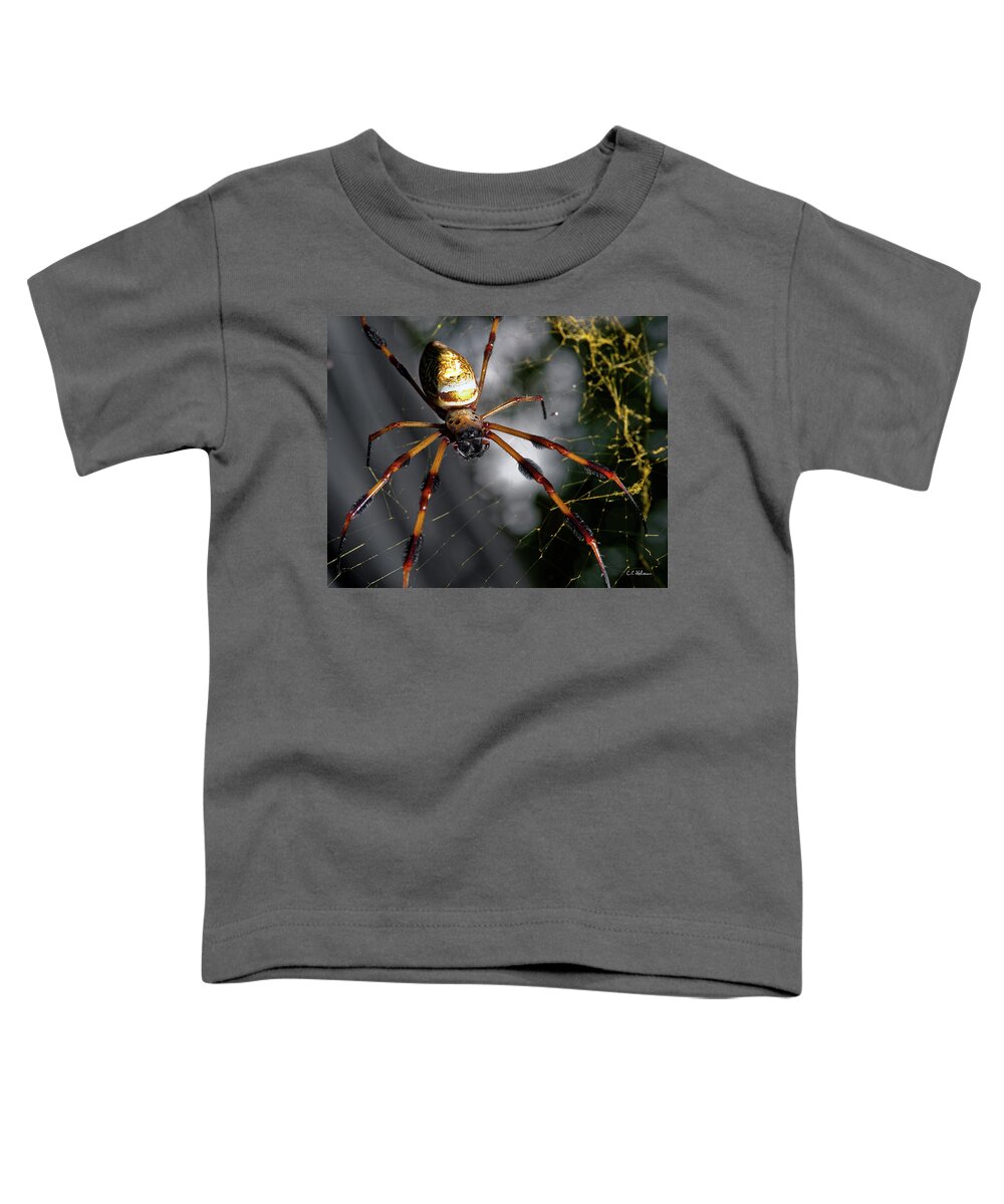 Spider Toddler T-Shirt featuring the photograph Out Of The Dark by Christopher Holmes