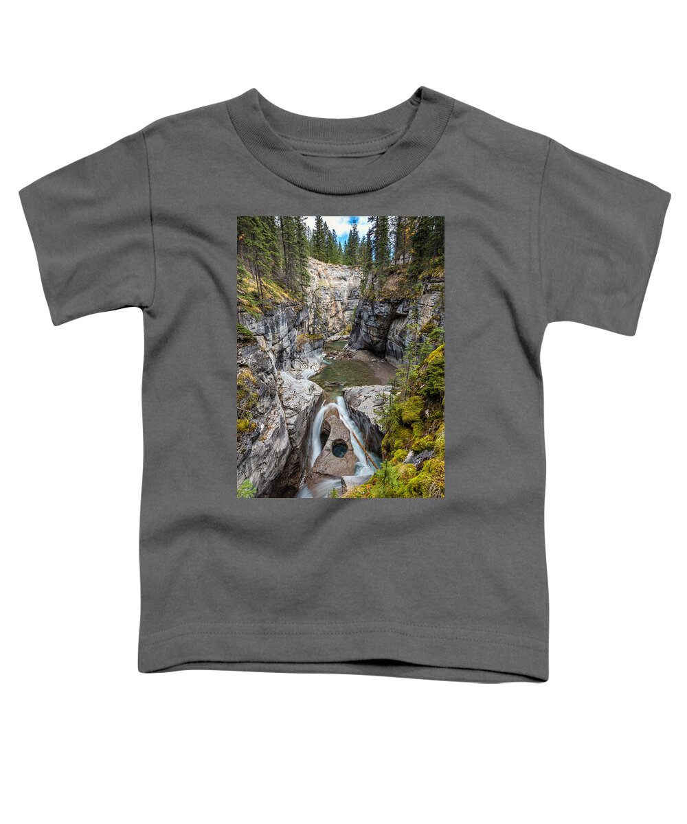 Maligne Canyon Toddler T-Shirt featuring the photograph Owl Face Falls of Maligne Canyon by Pierre Leclerc Photography