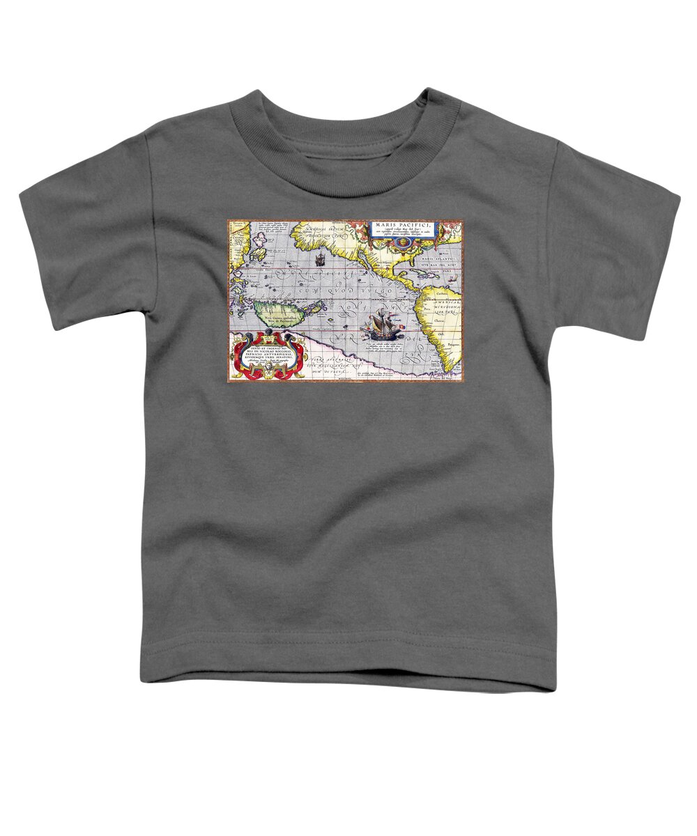 Maris Pacifici Toddler T-Shirt featuring the digital art Pacific Ocean vintage Map by Lisa Redfern
