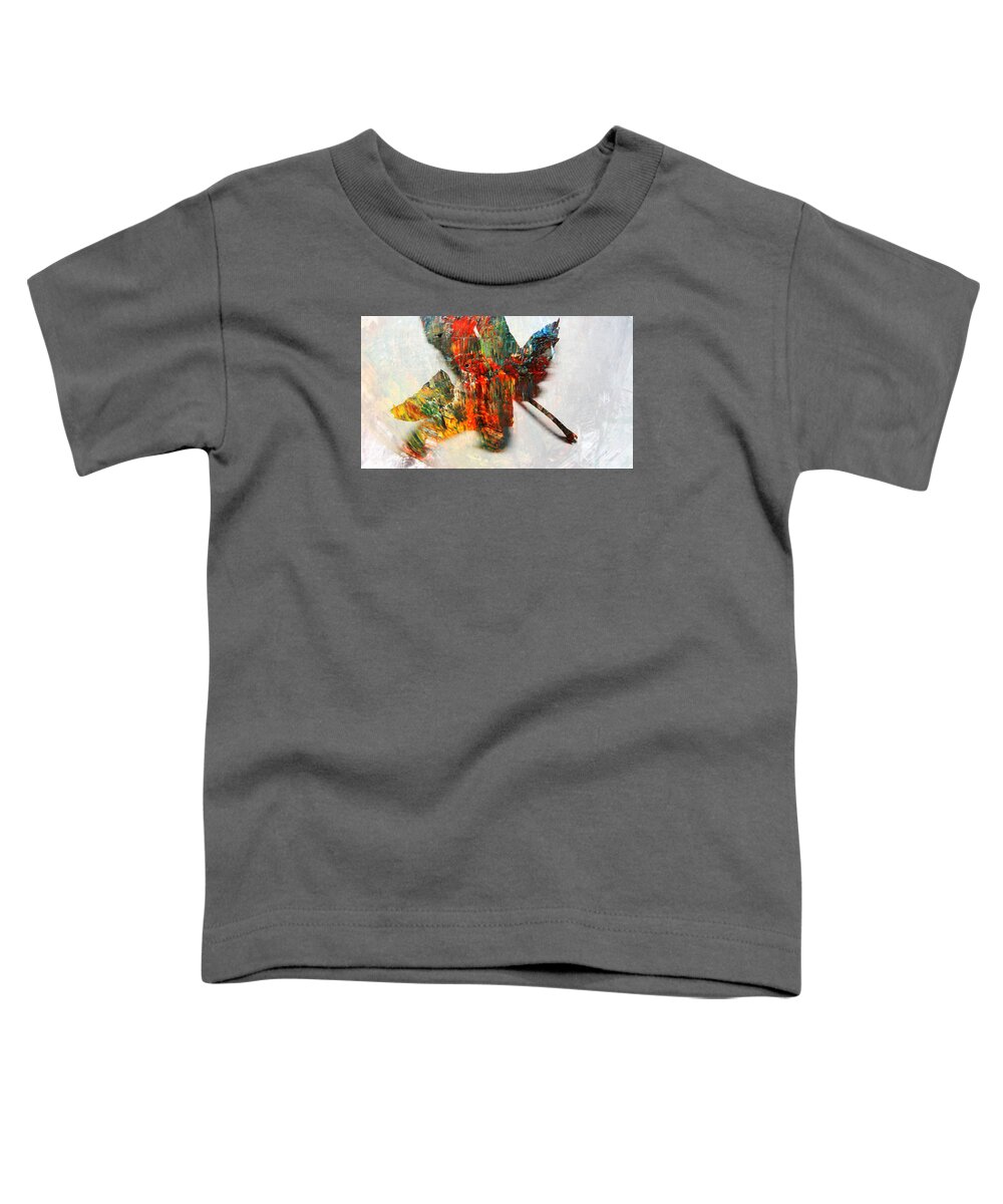 Leaf Toddler T-Shirt featuring the photograph Painted Leaf Abstract 2 by Anita Burgermeister