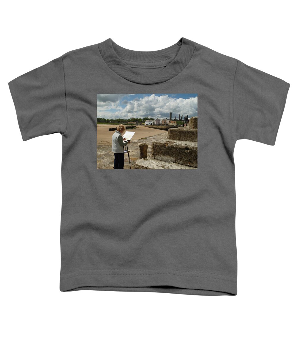Landscape Toddler T-Shirt featuring the photograph Painting St Andrews Harbour by Adrian Wale