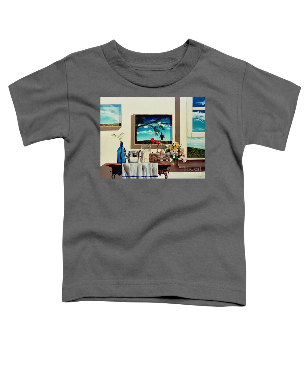 Landscape Toddler T-Shirt featuring the painting Paintings within a painting by Christopher Shellhammer