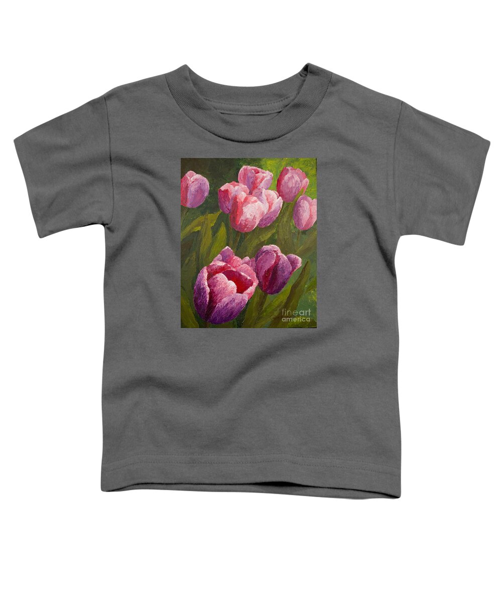 Tulips Toddler T-Shirt featuring the painting Palette Tulips by Phyllis Howard