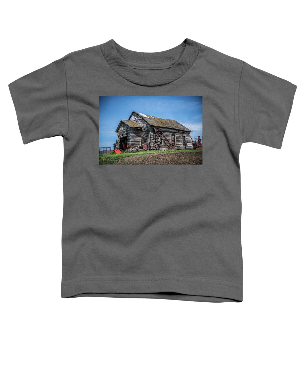 Palouse Toddler T-Shirt featuring the photograph Palouse School House by Paul Freidlund