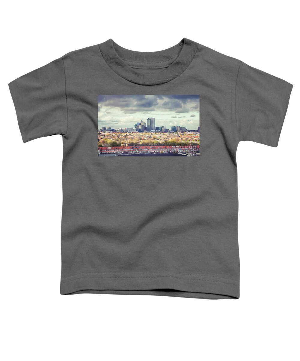 Downtown Toddler T-Shirt featuring the photograph panorama of the Hague modern city by Ariadna De Raadt