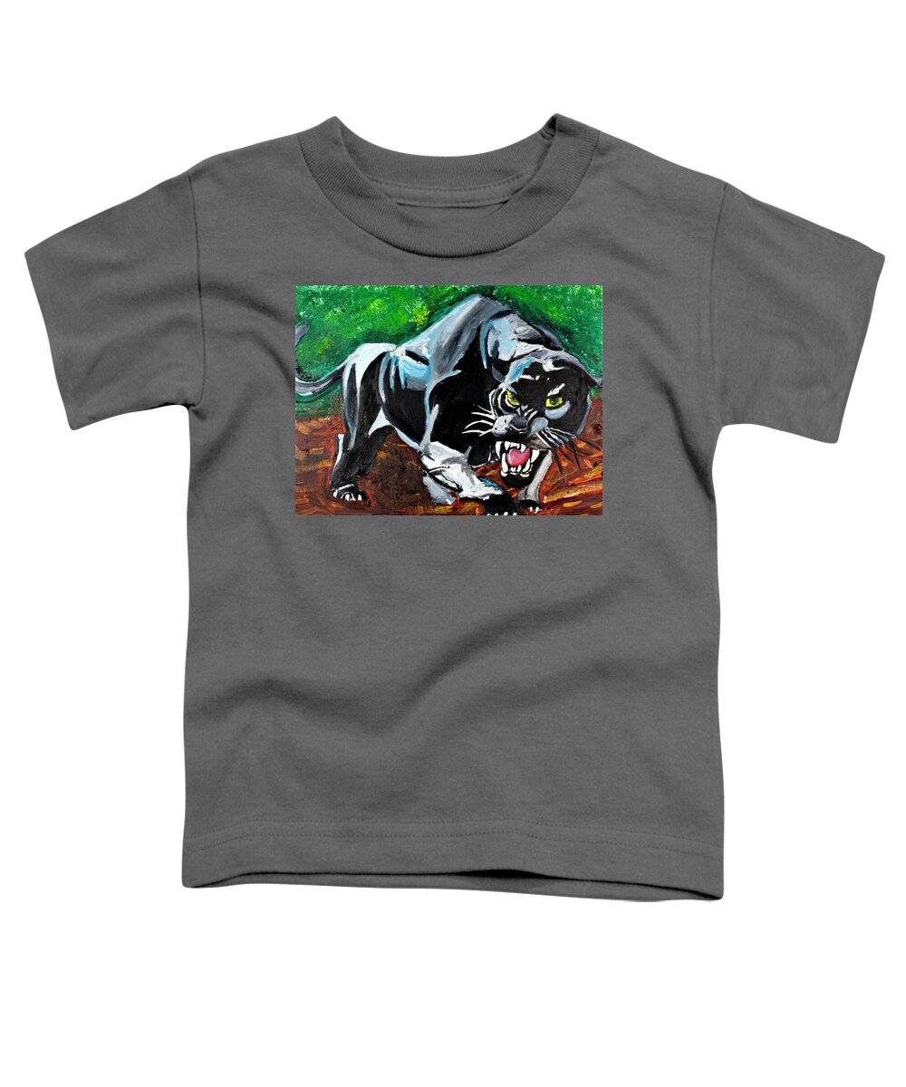 Panther Toddler T-Shirt featuring the painting Panther by David Martin