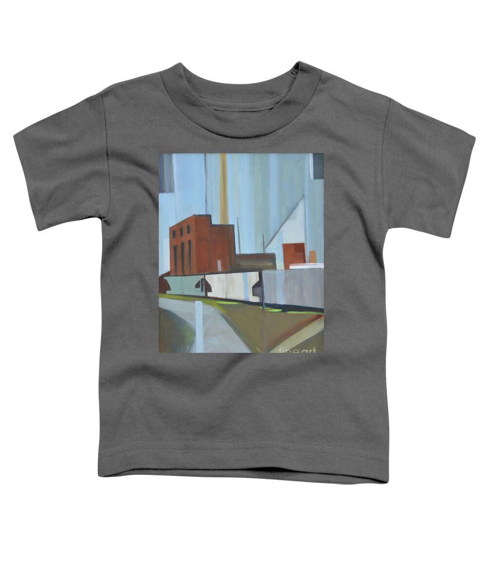 Bogota Industrial Toddler T-Shirt featuring the painting Paperboard Factory Bogota NJ by Ron Erickson