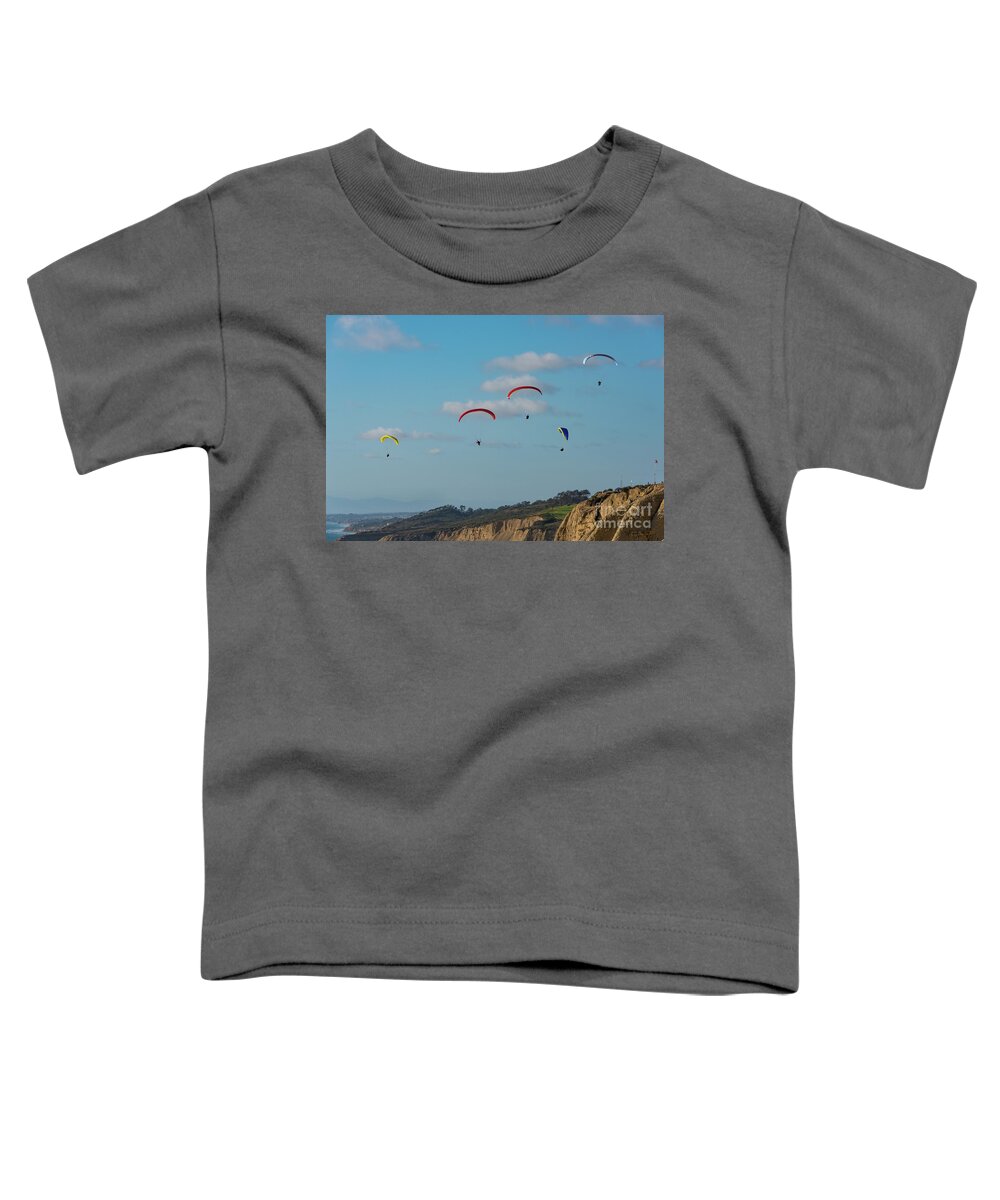 Beach Toddler T-Shirt featuring the photograph Paragliders at Torrey Pines Gliderport by David Levin