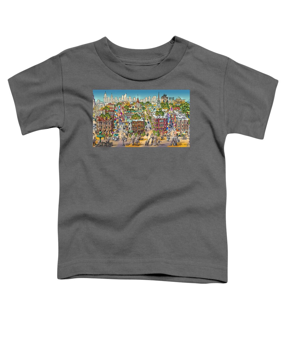 Park Slope Brooklyn Toddler T-Shirt featuring the painting Park Slope Brooklyn by Maria Rabinky