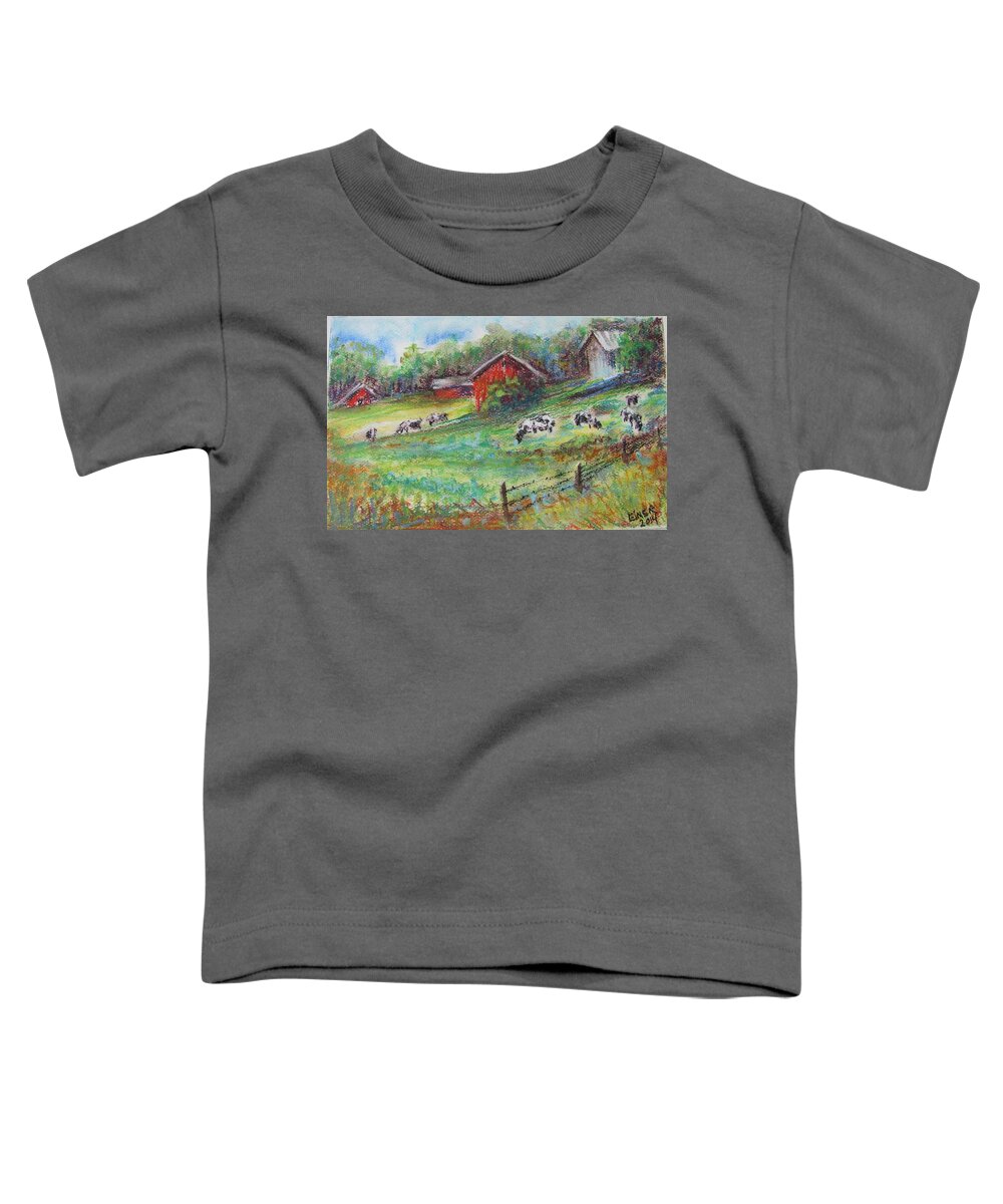 Pasture Toddler T-Shirt featuring the painting Pastel Pasture by Terri Einer