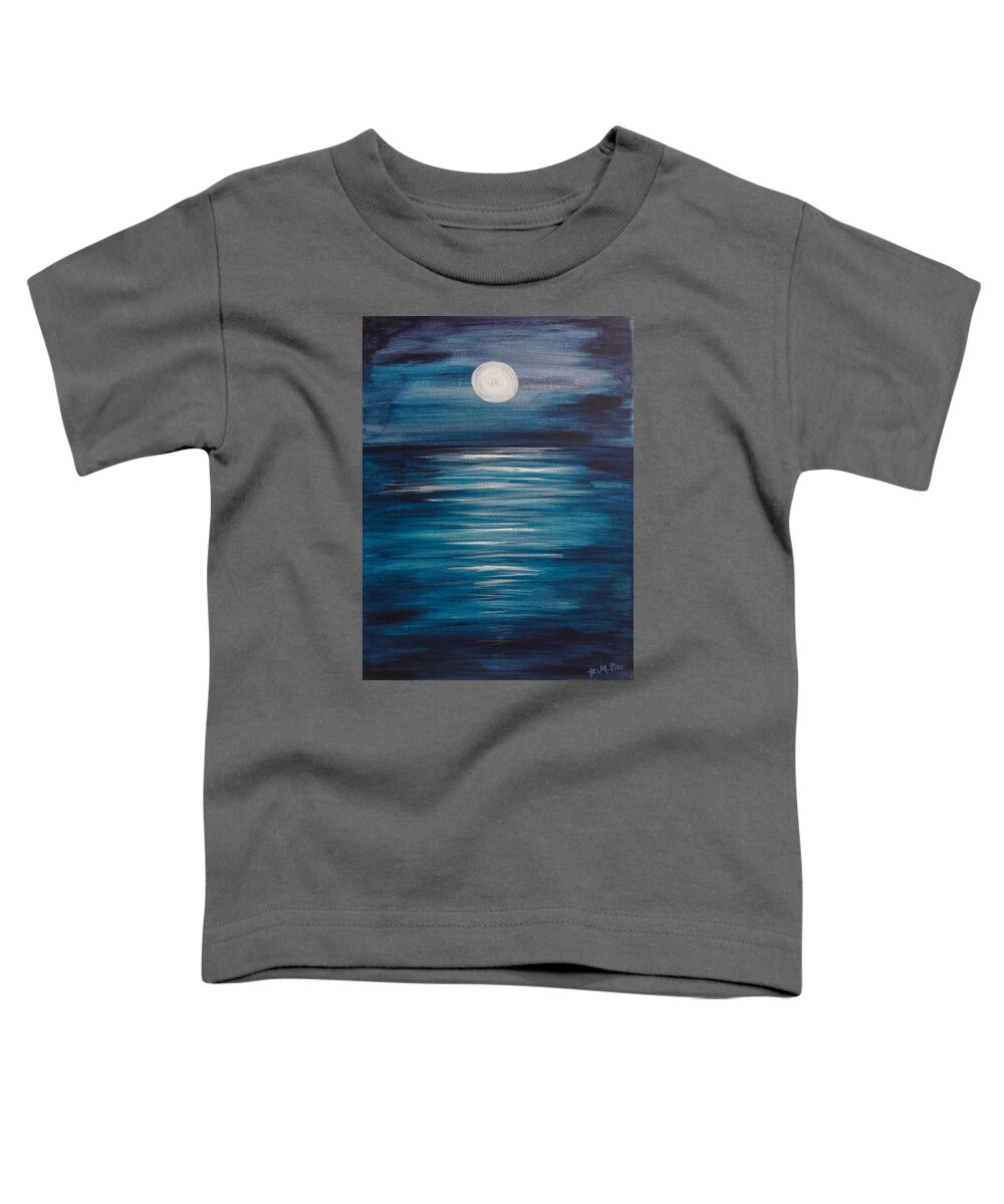 Peaceful Toddler T-Shirt featuring the painting Peaceful Moon at Sea by Michelle Pier