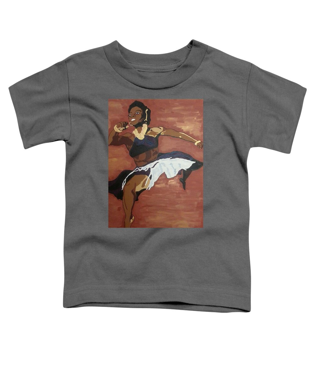 Black Toddler T-Shirt featuring the painting Pearl Primus by Rachel Natalie Rawlins