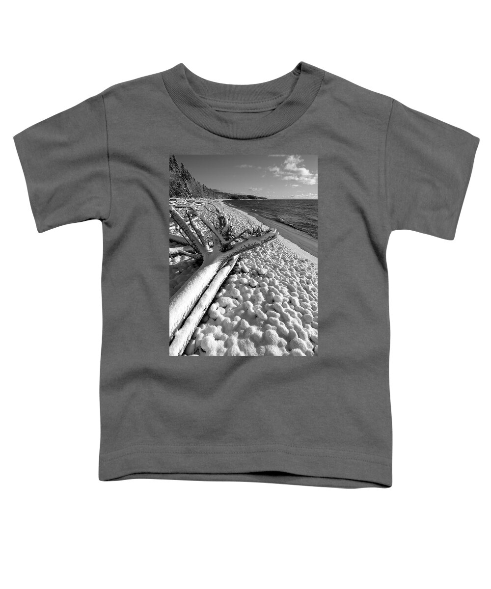Lake Superior Toddler T-Shirt featuring the photograph Pebble Beach Winter by Doug Gibbons