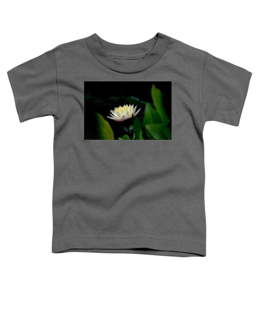 Bonnie Follett Toddler T-Shirt featuring the photograph Peekaboo Lemon Water Lily by Bonnie Follett