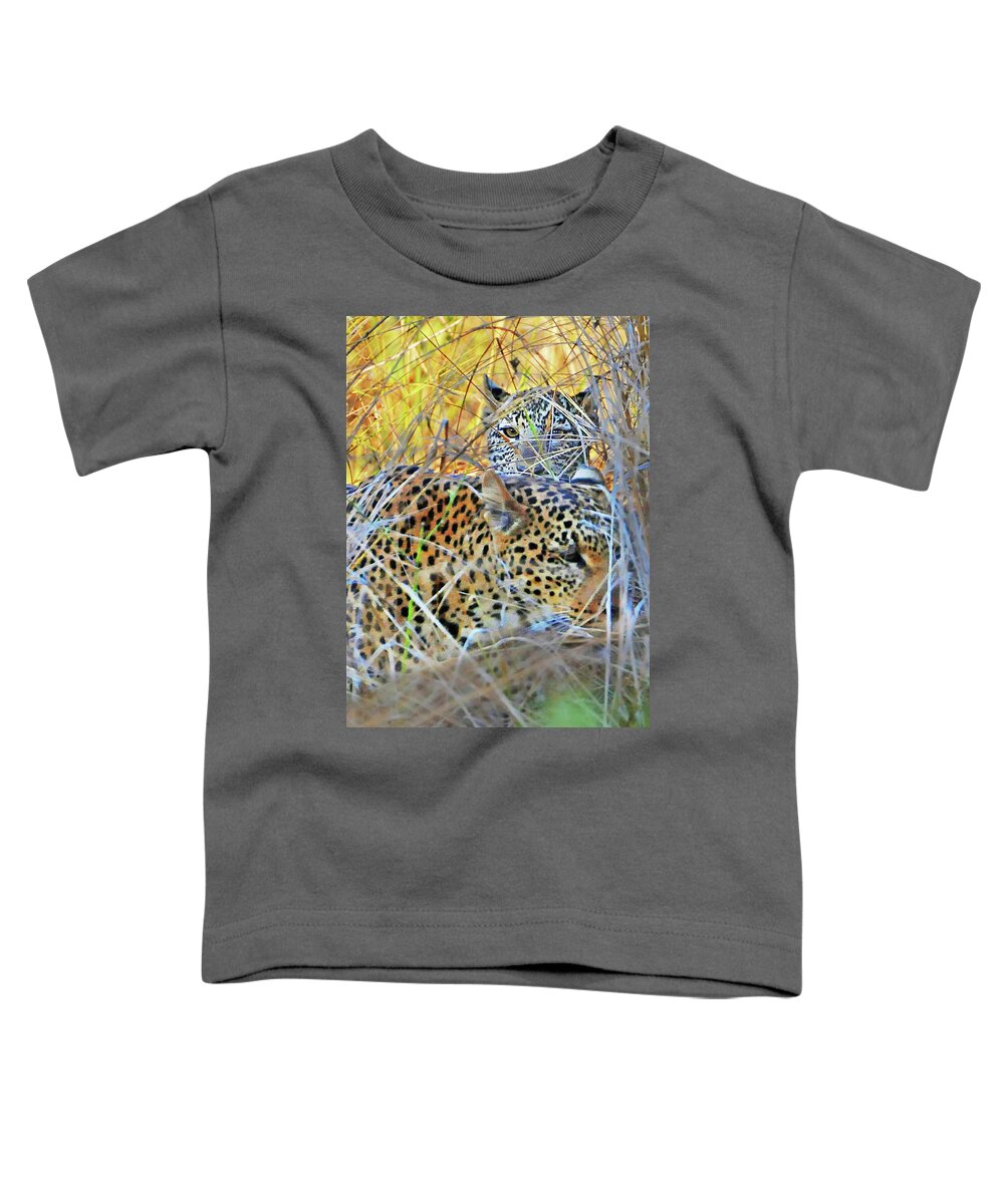 Peek Toddler T-Shirt featuring the photograph Peeking Leopard Cub by Ted Keller