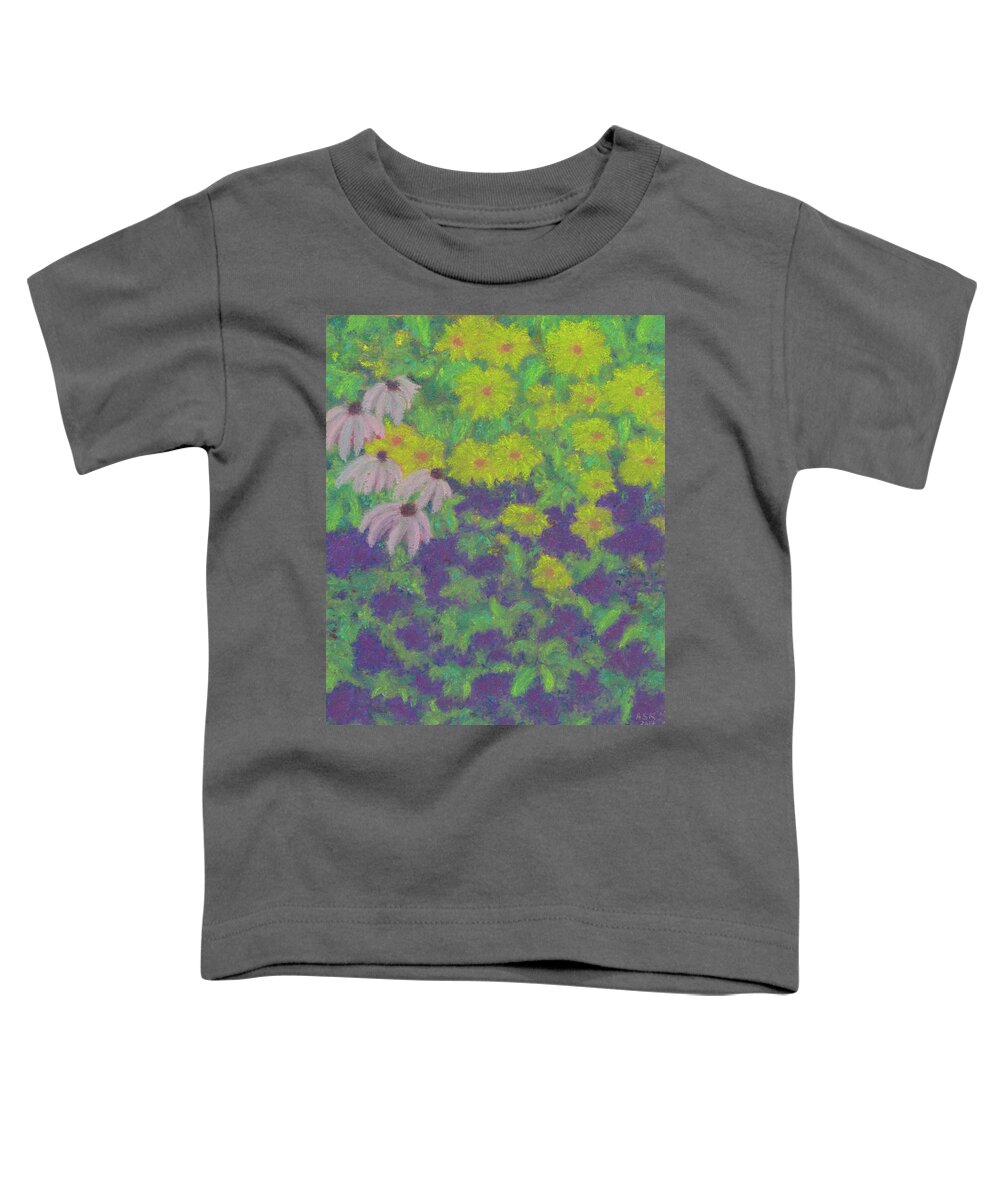 Summer Toddler T-Shirt featuring the pastel Peggy's Garden in Late Summer by Anne Katzeff