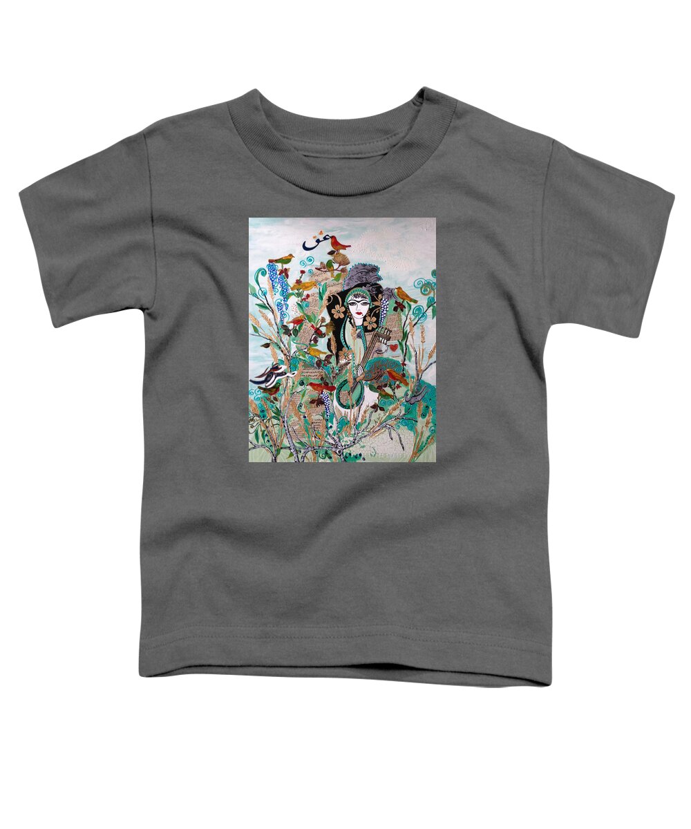 Mixed Media Toddler T-Shirt featuring the painting Persian painting # 2 by Sima Amid Wewetzer