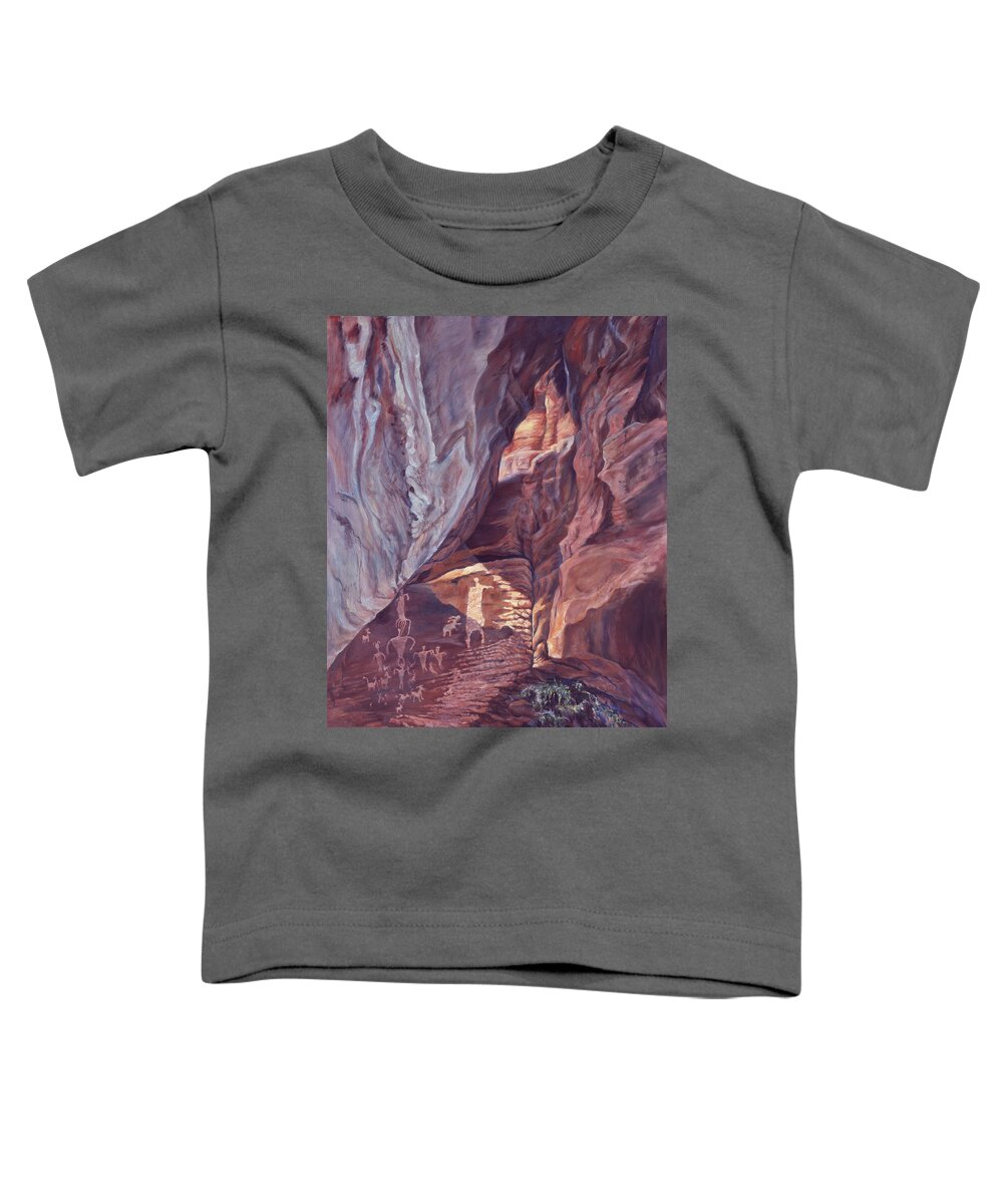 Landscape Toddler T-Shirt featuring the painting Petroglyph Circus by Page Holland