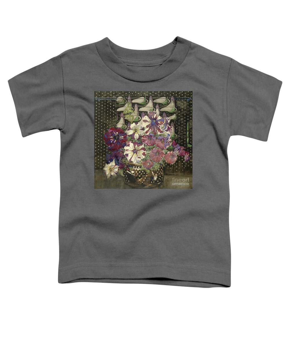 Petunias Toddler T-Shirt featuring the painting Petunias, 1916 by Charles Rennie Mackintosh