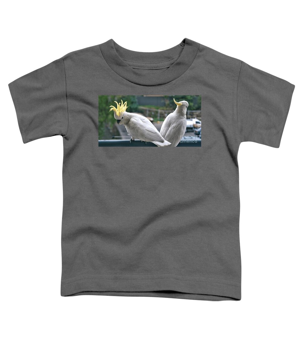 Daylight Toddler T-Shirt featuring the photograph Photo Series -Two amorous Australian Sulphur Crested Cockatoos f by Geoff Childs