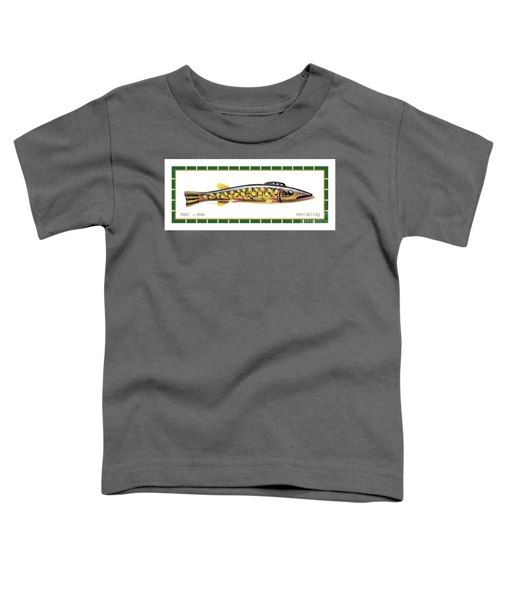 Jq Licensing Toddler T-Shirt featuring the painting Pike Ice Fishing Decoy by Jon Q Wright