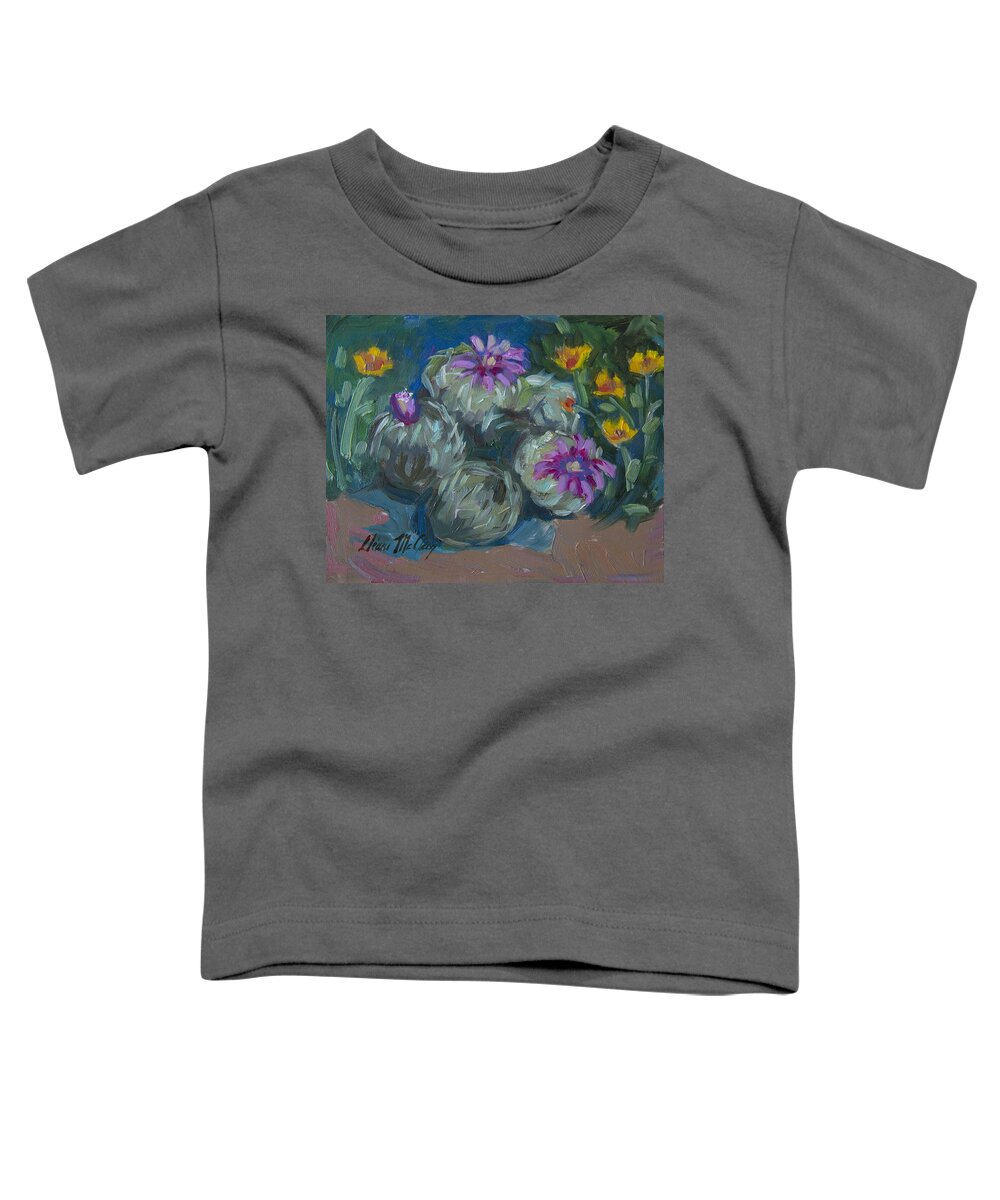 Cactus Toddler T-Shirt featuring the painting Pin Cushion Cactus at Boyce Thompson Arboretum by Diane McClary