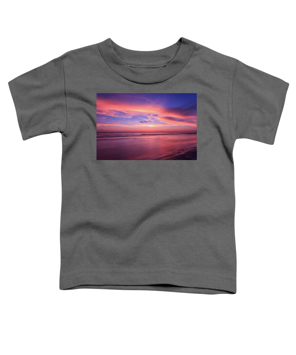 Ocean Toddler T-Shirt featuring the photograph Pink Sky and Ocean by Doug Camara