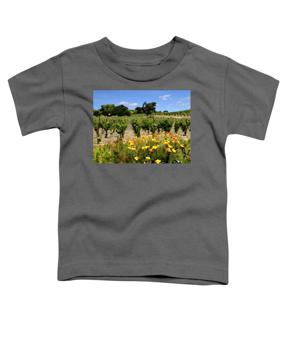 Vineyards Toddler T-Shirt featuring the photograph Pinot Noir and Poppies by Kurt Van Wagner