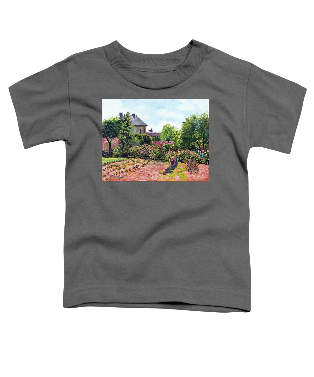 Original Oil Painting Toddler T-Shirt featuring the painting Pissarro's Garden at Eragny by Jeannie Allerton