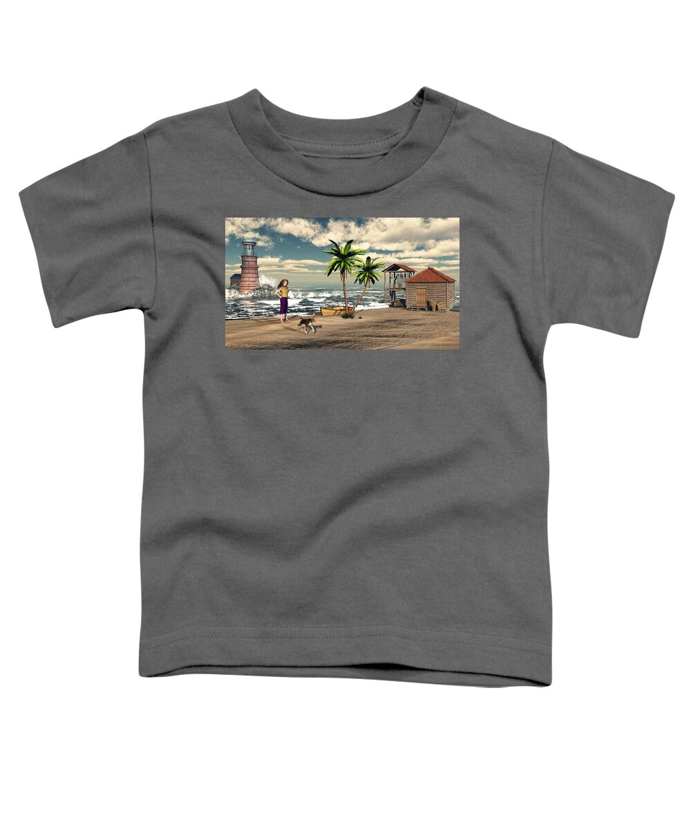 Play Time At The Beach Toddler T-Shirt featuring the digital art Play Time At The Beach by John Junek