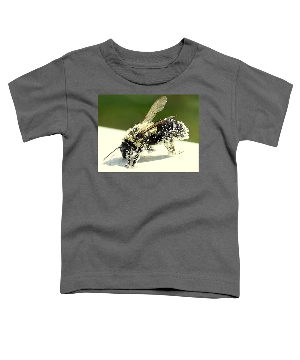 Bee Toddler T-Shirt featuring the photograph Pollen Overload by Lori Lafargue