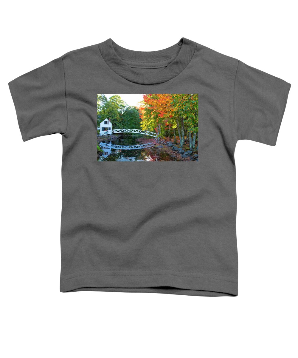 Reflection Toddler T-Shirt featuring the photograph Pond Bridge Reflection by Nancy Dunivin
