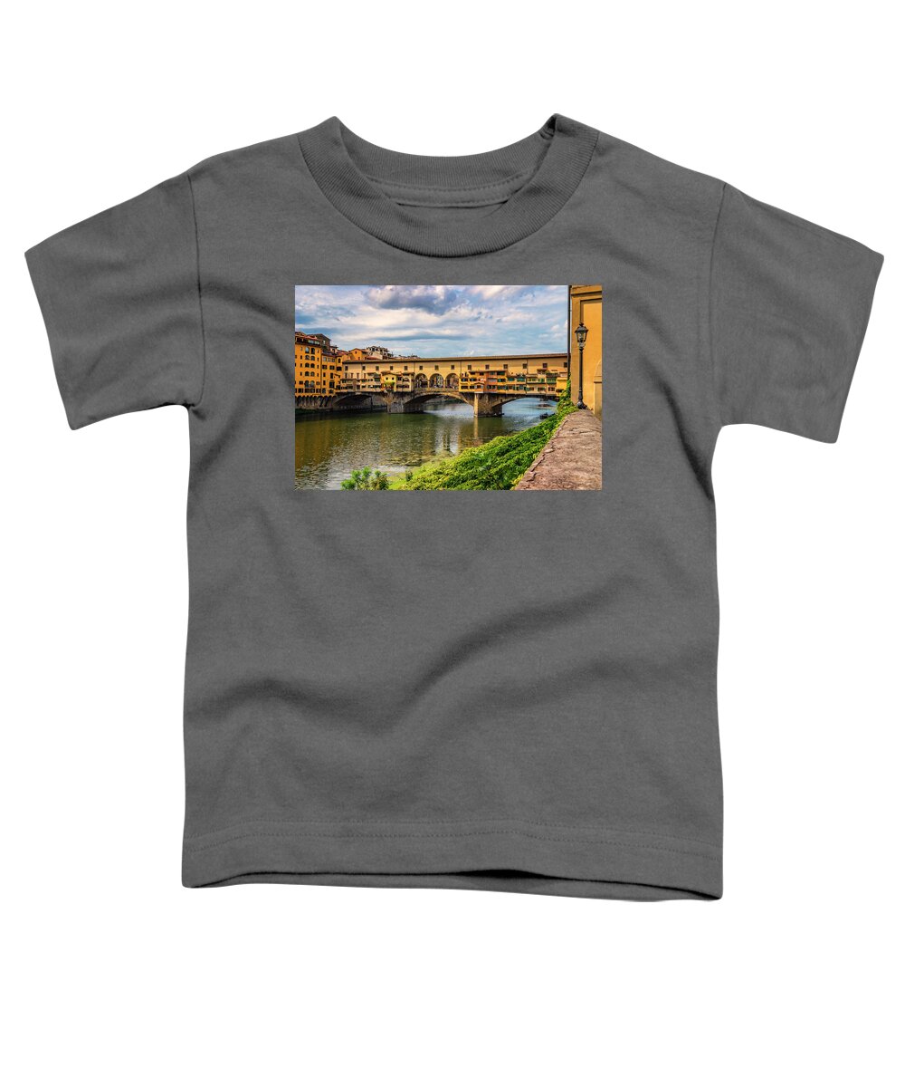 Ponte Vecchio Toddler T-Shirt featuring the photograph Ponte Vecchio Florence Italy 7K_DSC2439_09152017 by Greg Kluempers