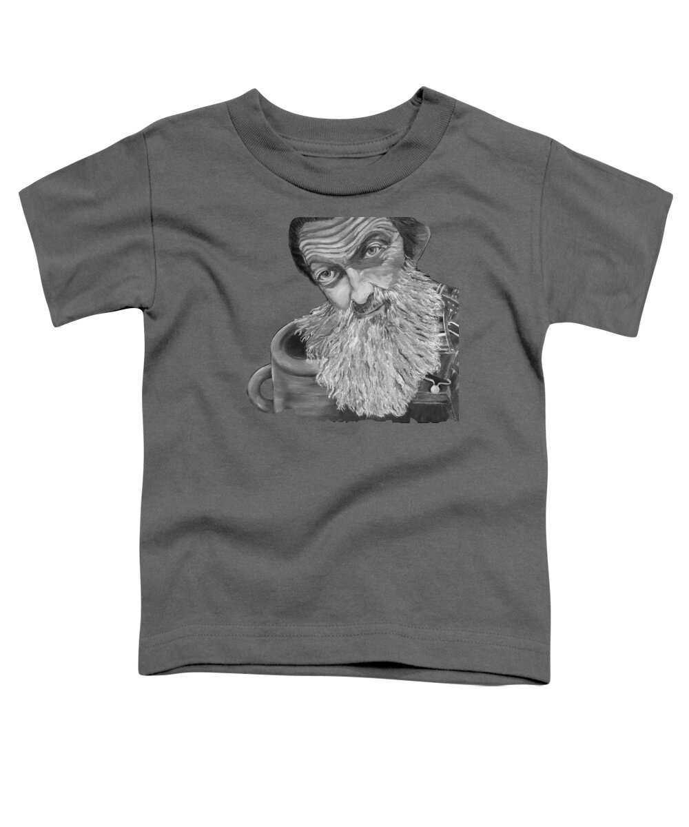T-shirts Toddler T-Shirt featuring the painting Popcorn Sutton Black and White Transparent - T-Shirts by Jan Dappen
