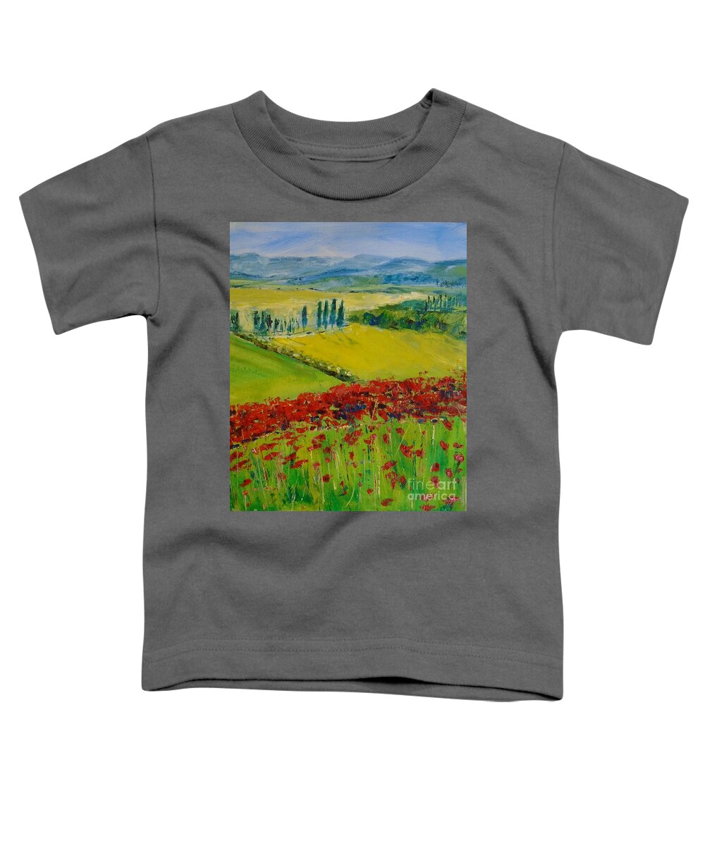 Provence Toddler T-Shirt featuring the relief Poppies in Provence by Angela Cartner