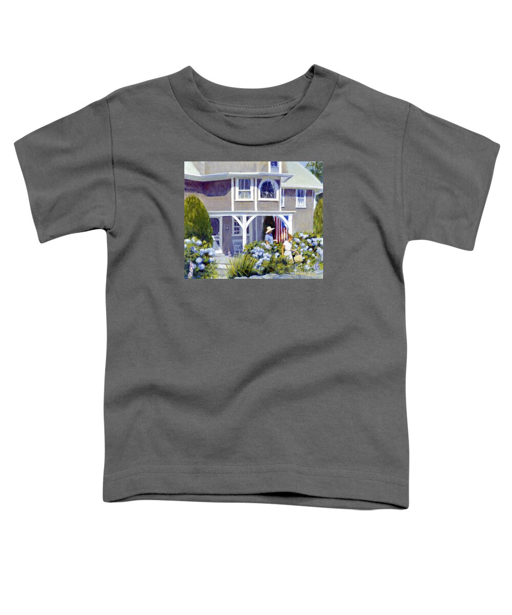 American Flag Toddler T-Shirt featuring the painting Porch Blues by Candace Lovely