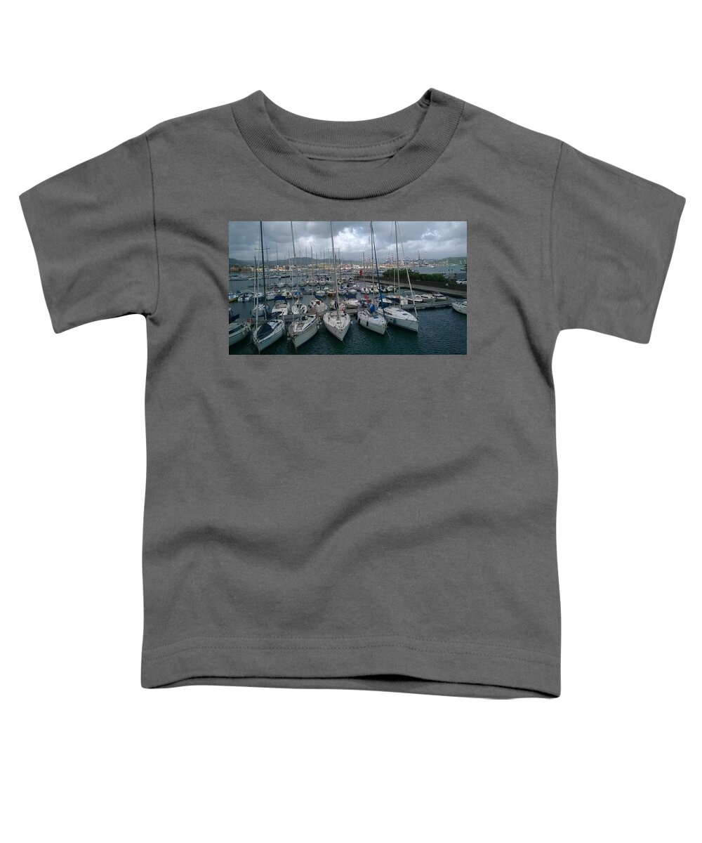 Mountain Toddler T-Shirt featuring the photograph Port of Genova by Yohana Negusse