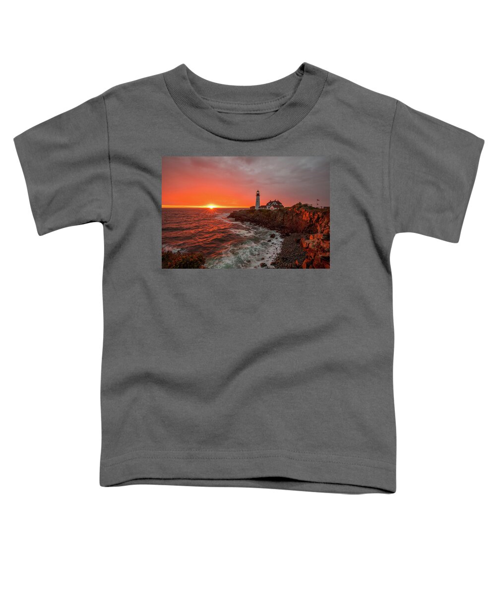 Maine Toddler T-Shirt featuring the photograph Portland Head Sunrise by Rob Davies
